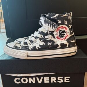 Converse Black and White Dino Print high top Sneakers  sz 11.5